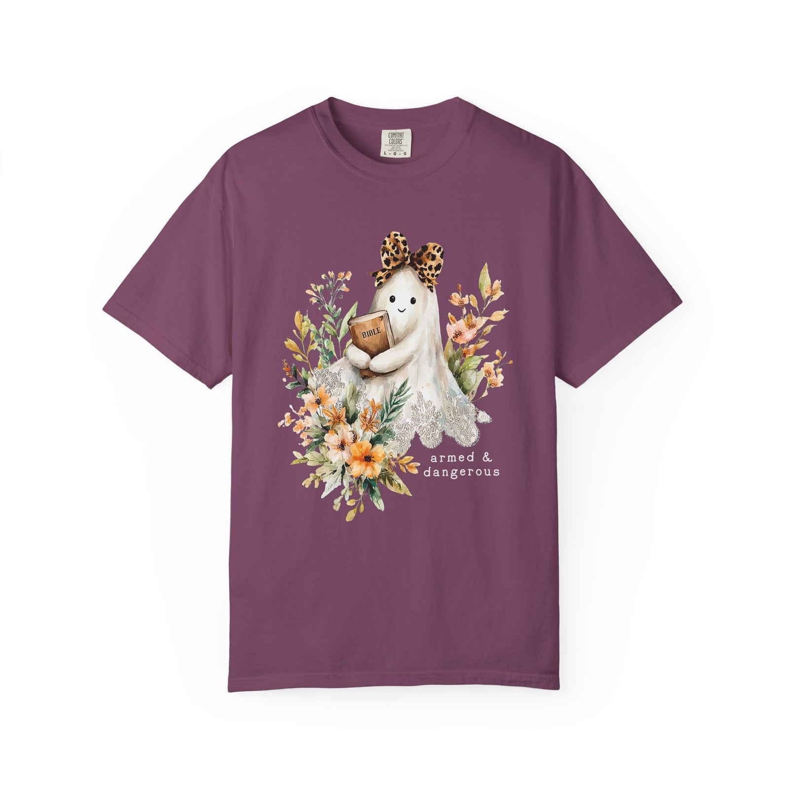 Bible Ghost Floral Tee Armed & Dangerous Cute Halloween Graphic T-Shirt