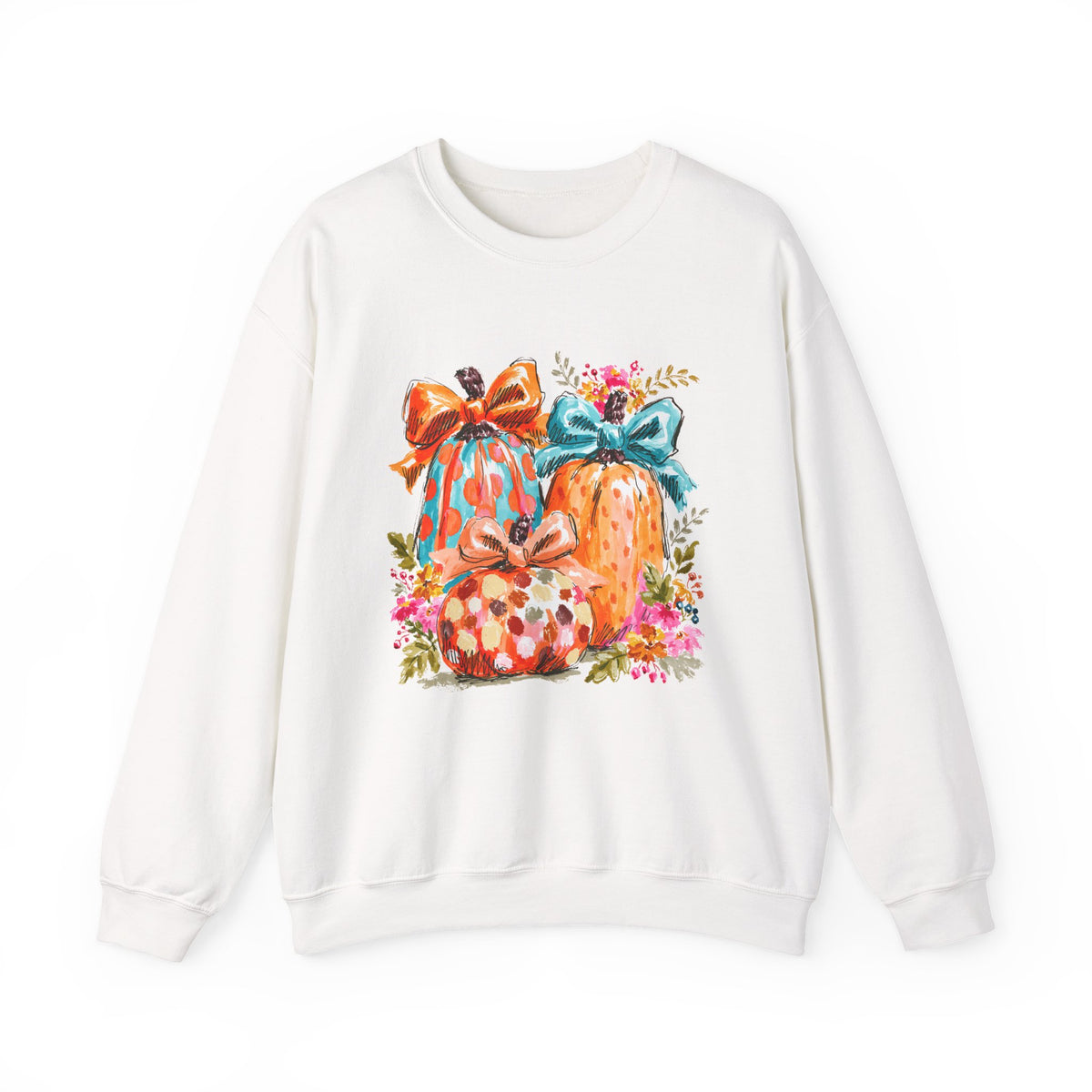 Floral Preppy Coquette Fall Pumpkin Sweatshirt Cute Watercolor Graphic Pullover