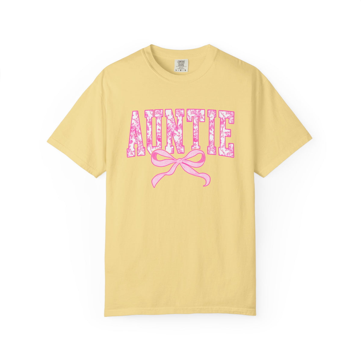 Auntie Coquette Pink Toile Bow T-Shirt Cute Aunt Graphic Tee