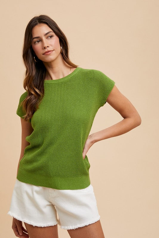 Annie Wear Round Neck Short Sleeve Sweater - Sydney So Sweet