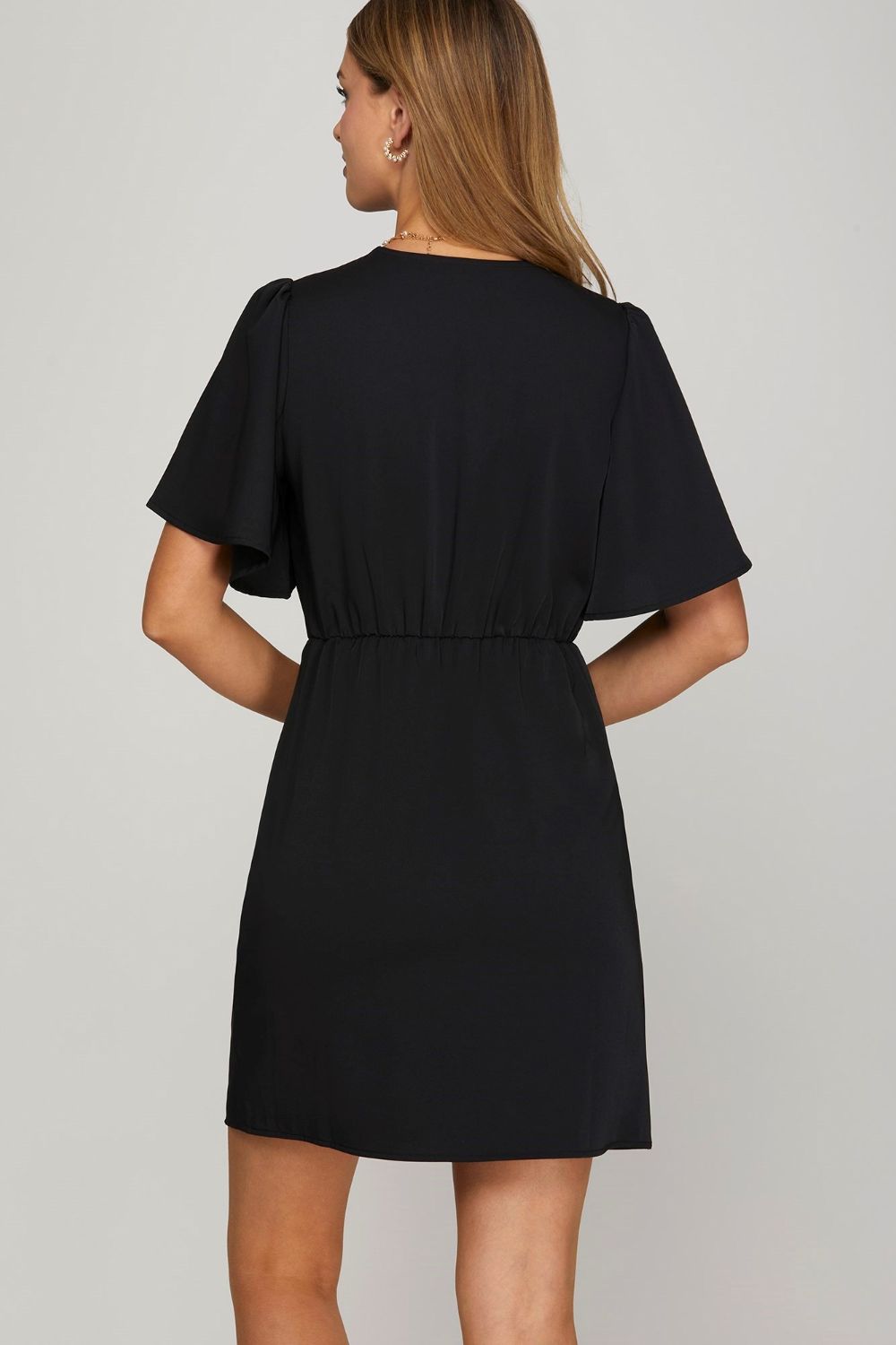 She + Sky Ruffled Surplice Short Flutter Sleeve Mini Dress - Sydney So Sweet