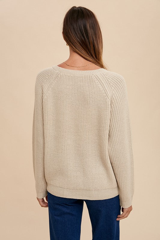 Annie Wear HELLO Embroidered Raglan Sleeve Sweater - Sydney So Sweet