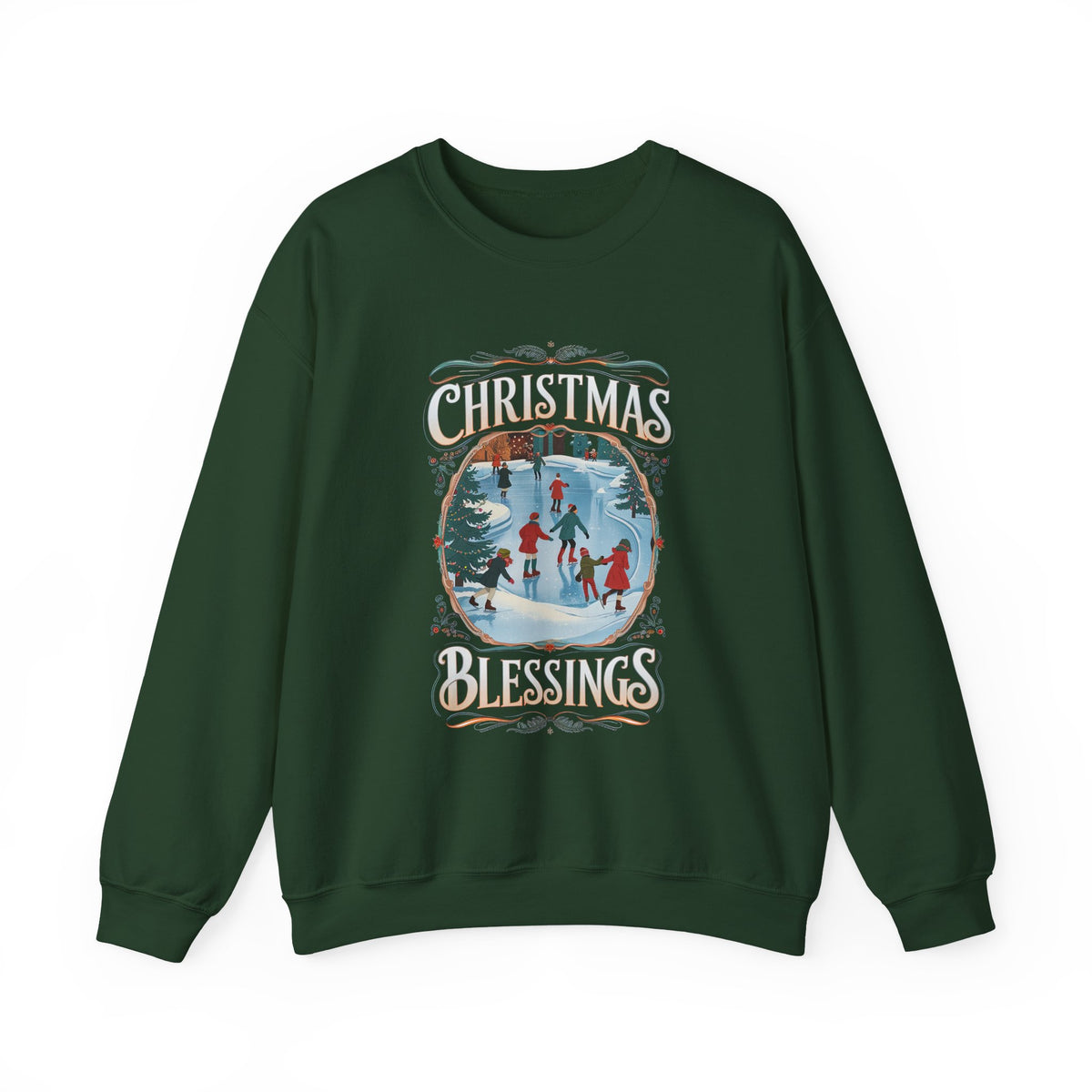Christmas Blessings Ice Skating Crewneck Unisex Sweatshirt