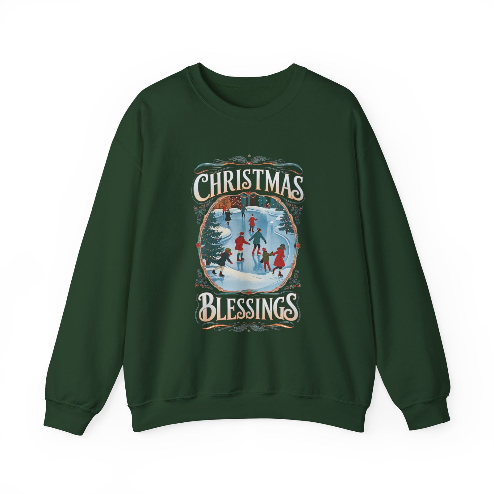 Christmas Blessings Ice Skating Crewneck Unisex Sweatshirt