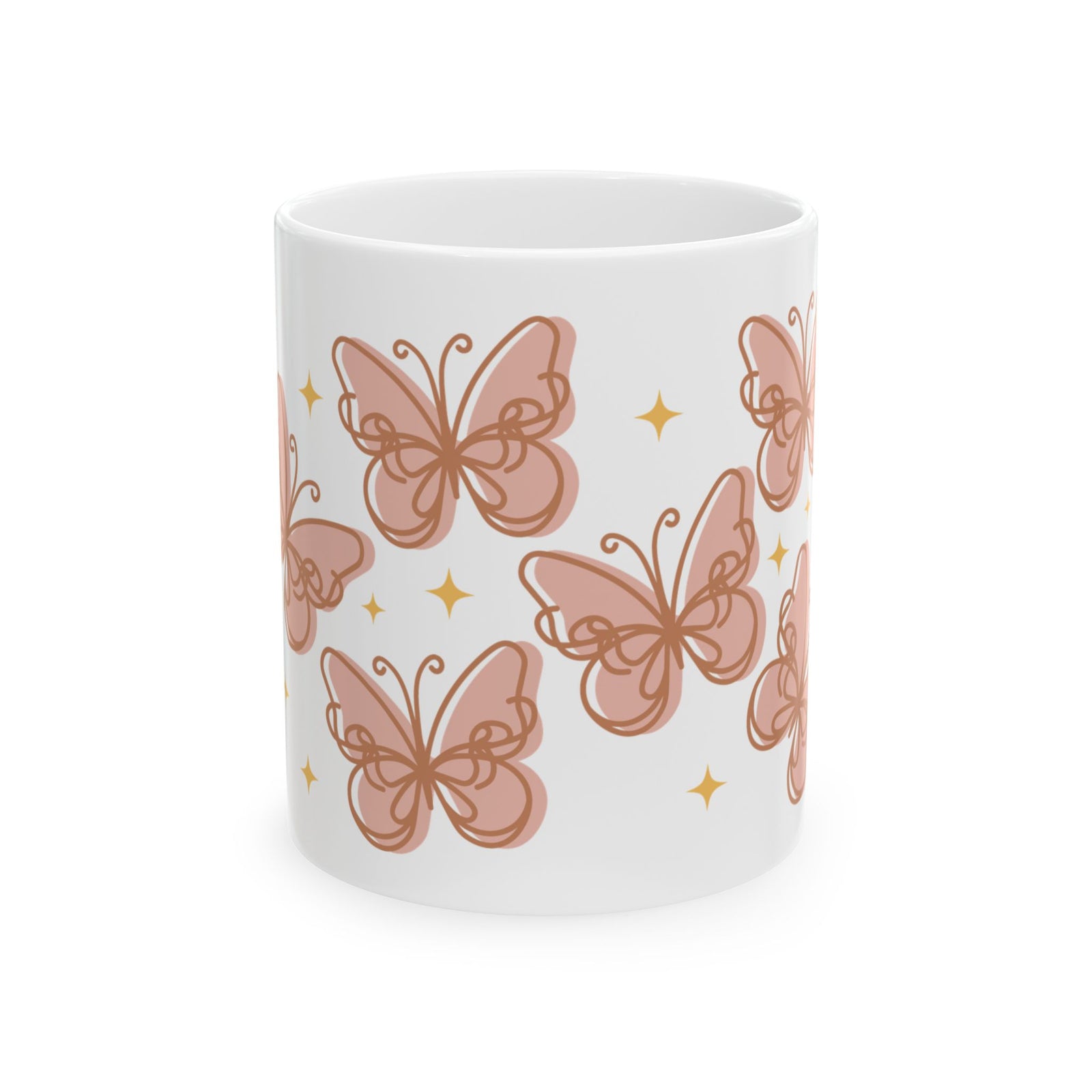 Peachy Butterfly Cute Ceramic Mug Coffee Cup (11oz & 15oz)