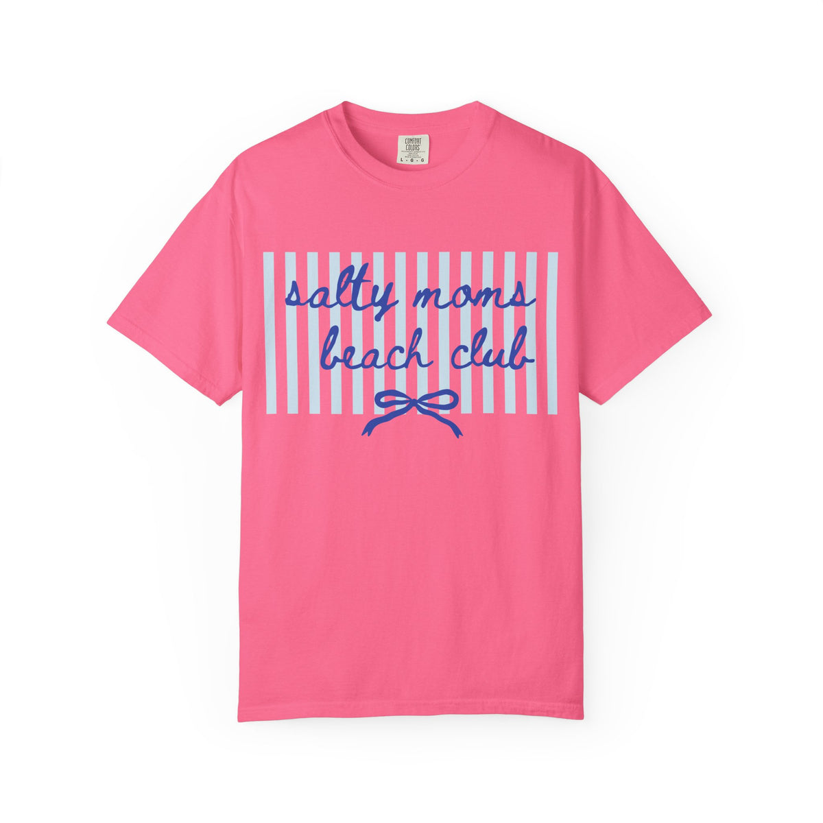 Salty Moms Beach Club Graphic T-Shirt Cute Bow & Stripe Mom Tee