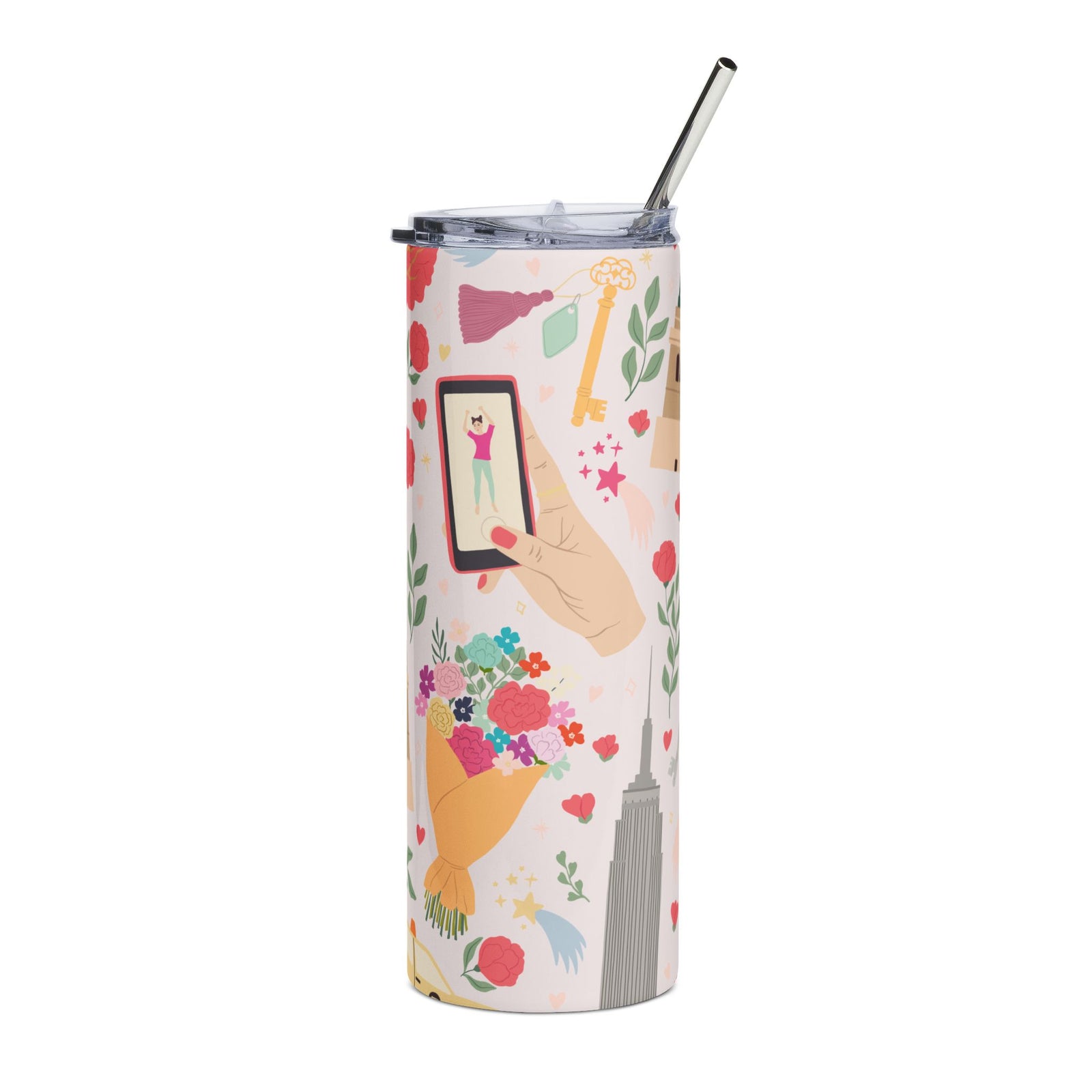 NYC Girly Floral 20oz Floral Stainless Tumbler Insulated Travel Cup - Sydney So Sweet
