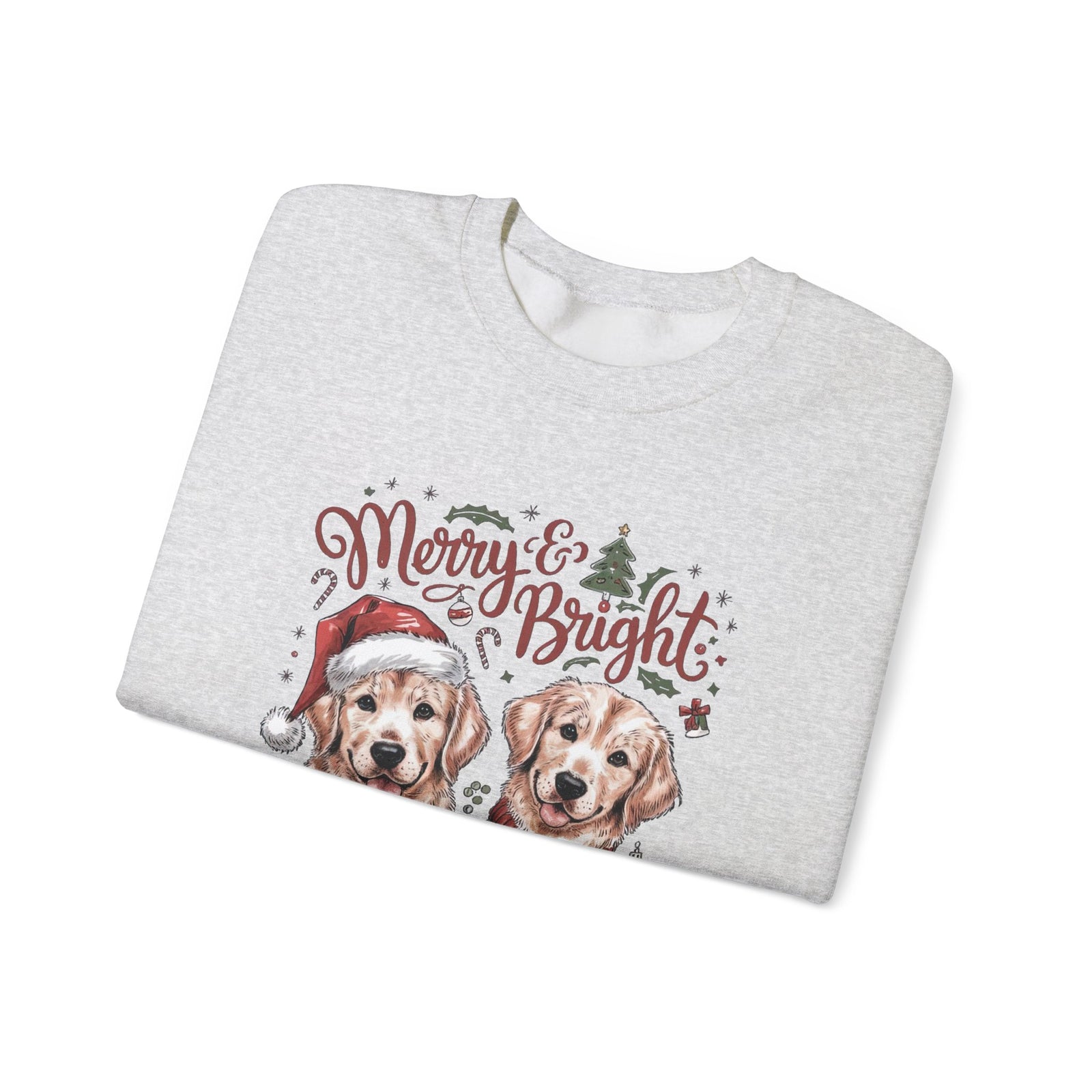 Merry & Bright Christmas Dogs Crewneck Unisex Sweatshirt