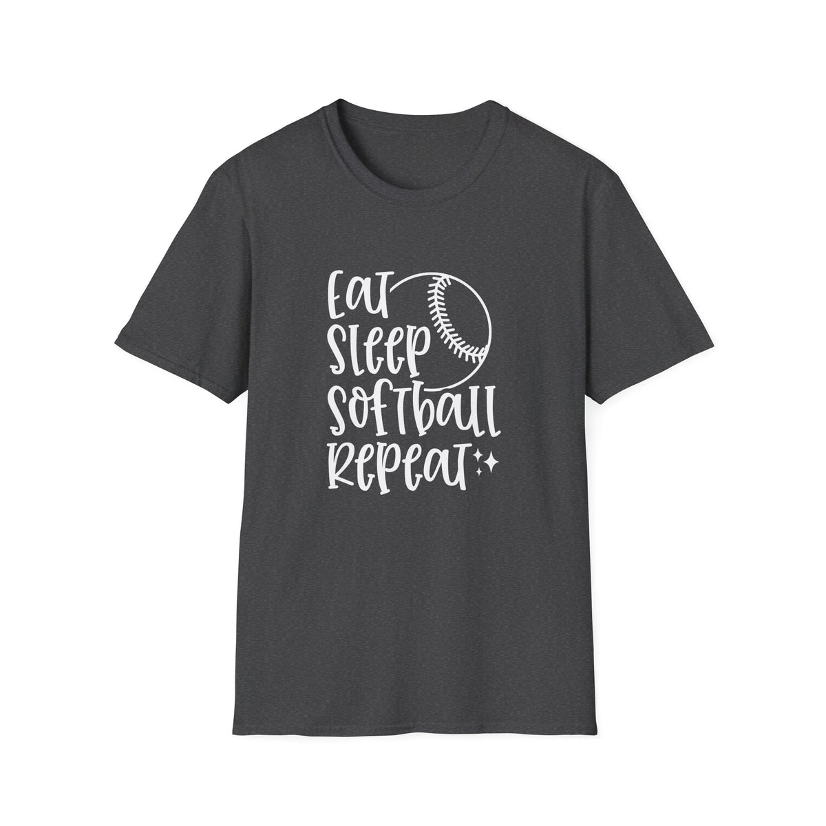 Eat Sleep Softball Repeat Graphic T-Shirt Cute Sports Mom Tee (12 Team Colors)