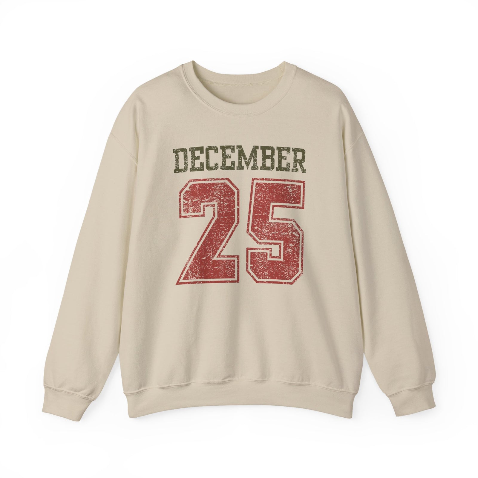 December 25 Vintage Distressed Heavy Blend Unisex Crewneck Cozy Christmas Sweatshirt - Sydney So Sweet
