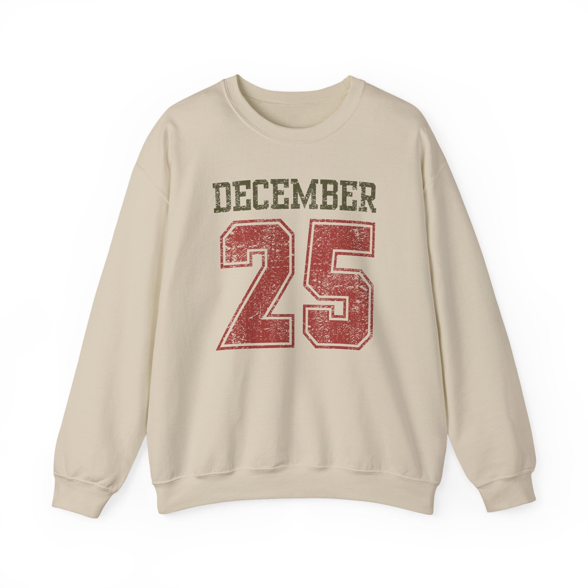 December 25 Vintage Distressed Heavy Blend Unisex Crewneck Cozy Christmas Sweatshirt - Sydney So Sweet