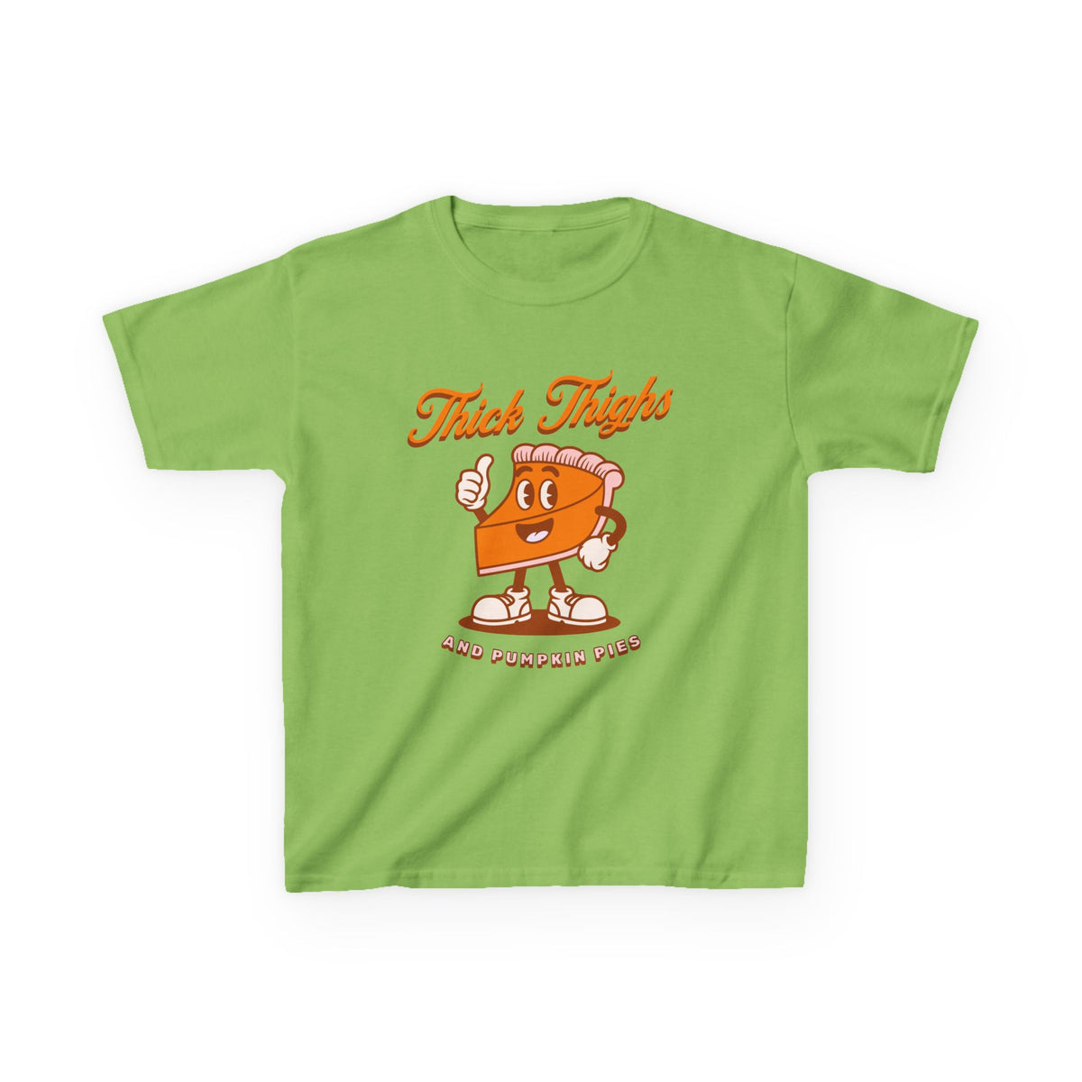 Thick Thighs & Pumpkin Pies Kids T-Shirt Fall Youth Thanksgiving Graphic Tee