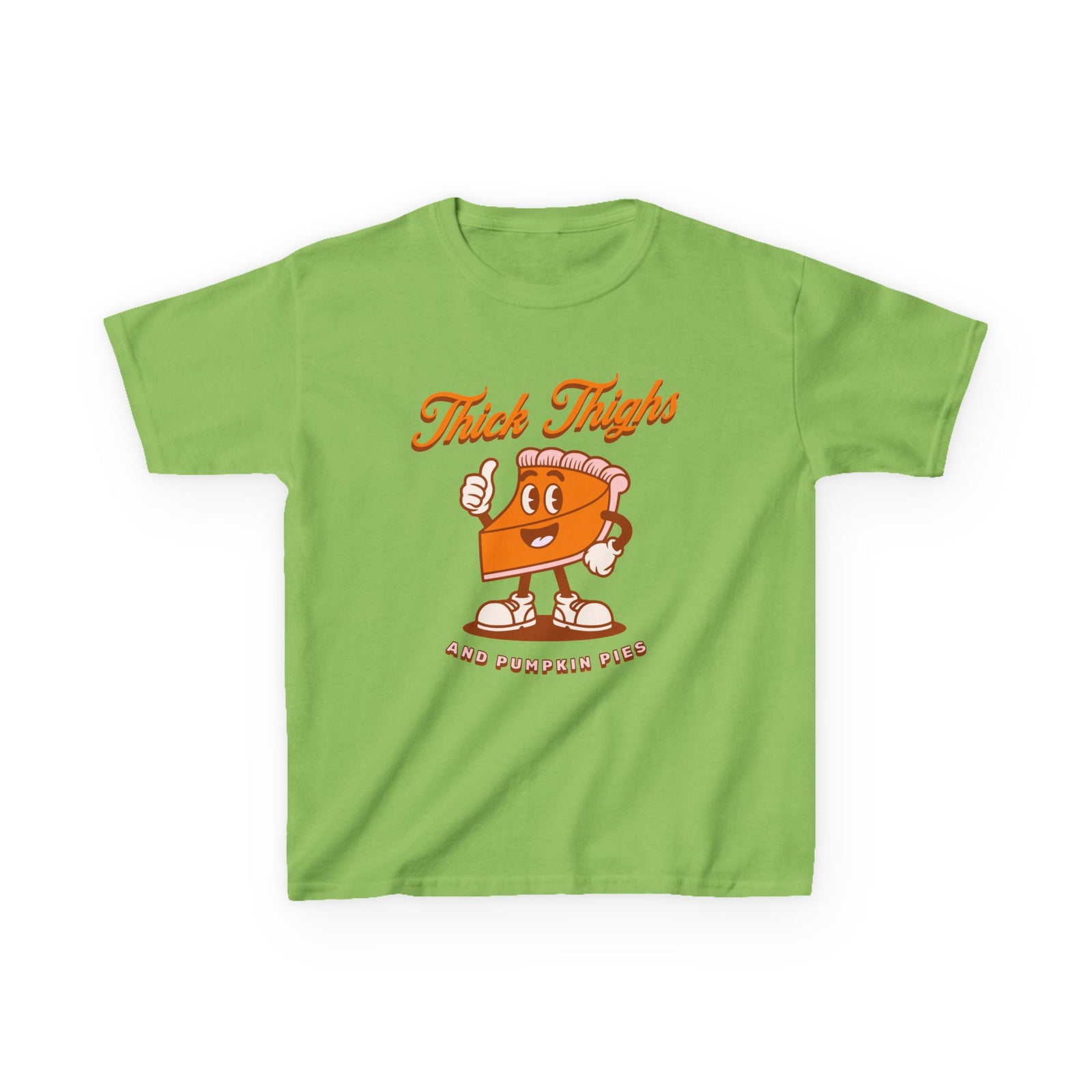 Thick Thighs & Pumpkin Pies Kids T-Shirt Fall Youth Thanksgiving Graphic Tee