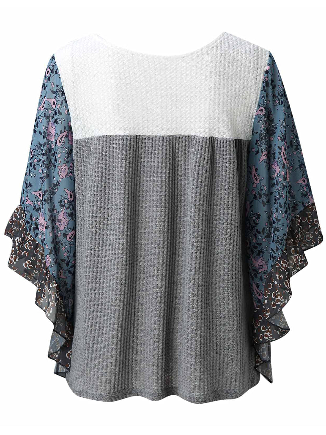 Full Size Printed Round Neck Three-Quarter Sleeve Blouse - Sydney So Sweet