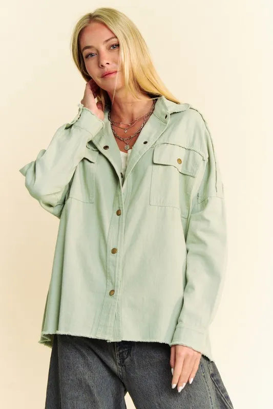 Davi & Dani Multi Color Rock & Roll Fringed Hem Loose Fit Shacket - Sydney So Sweet