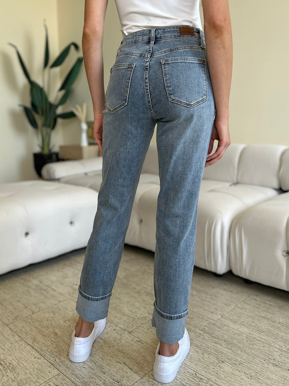 Judy Blue Full Size High Waist Cuff Hem Skinny Jeans - Sydney So Sweet