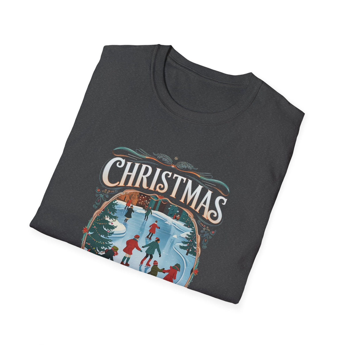 Christmas Blessings Ice Skating Tee Nostalgic Graphic T-Shirt