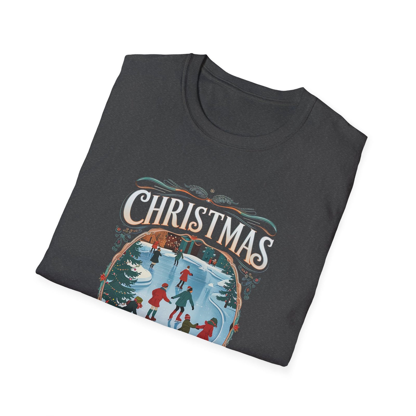 Christmas Blessings Ice Skating Tee Nostalgic Graphic T-Shirt