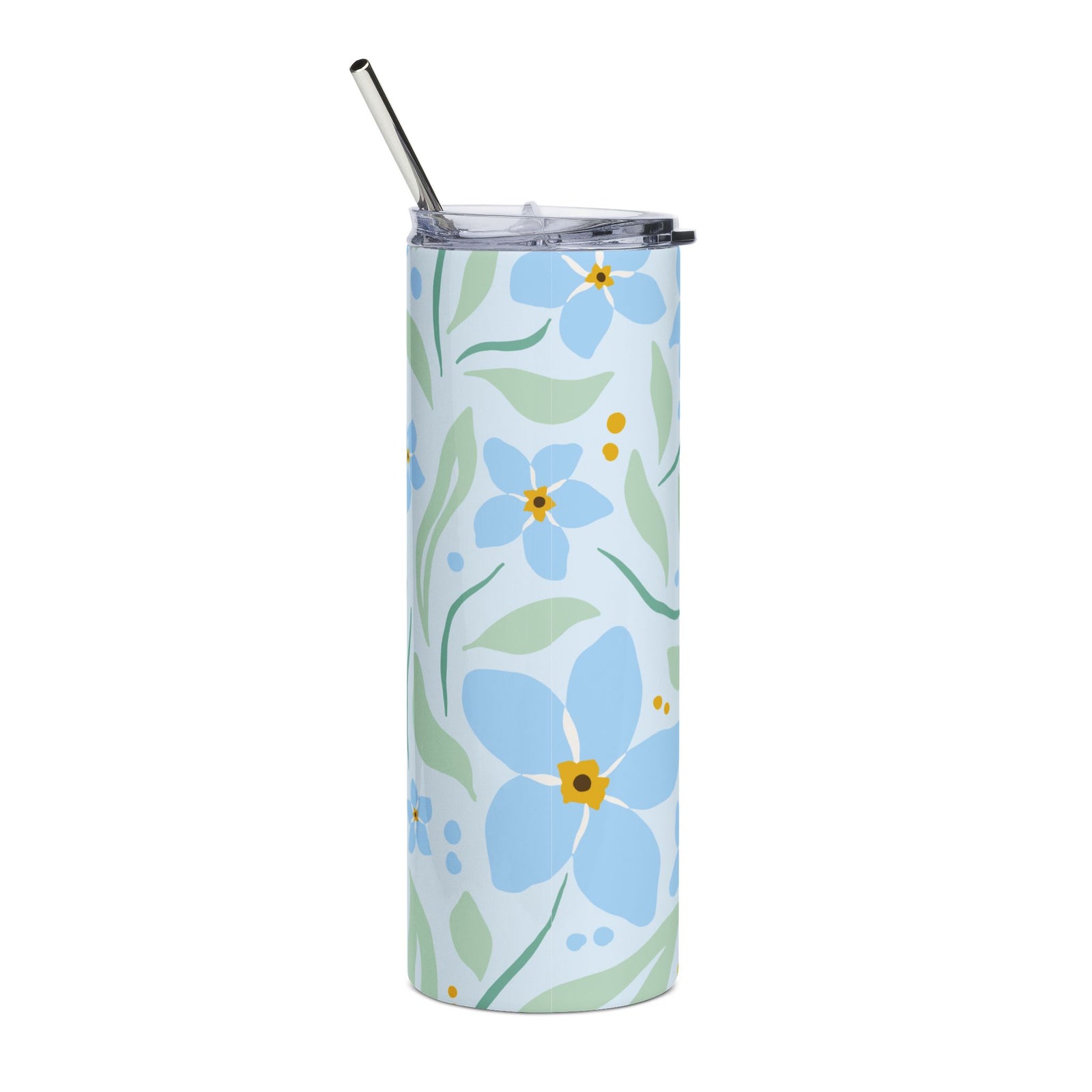 Blue Floral Forget-Me-Not 20oz Stainless Steel Insulated Tumbler Travel Cup
