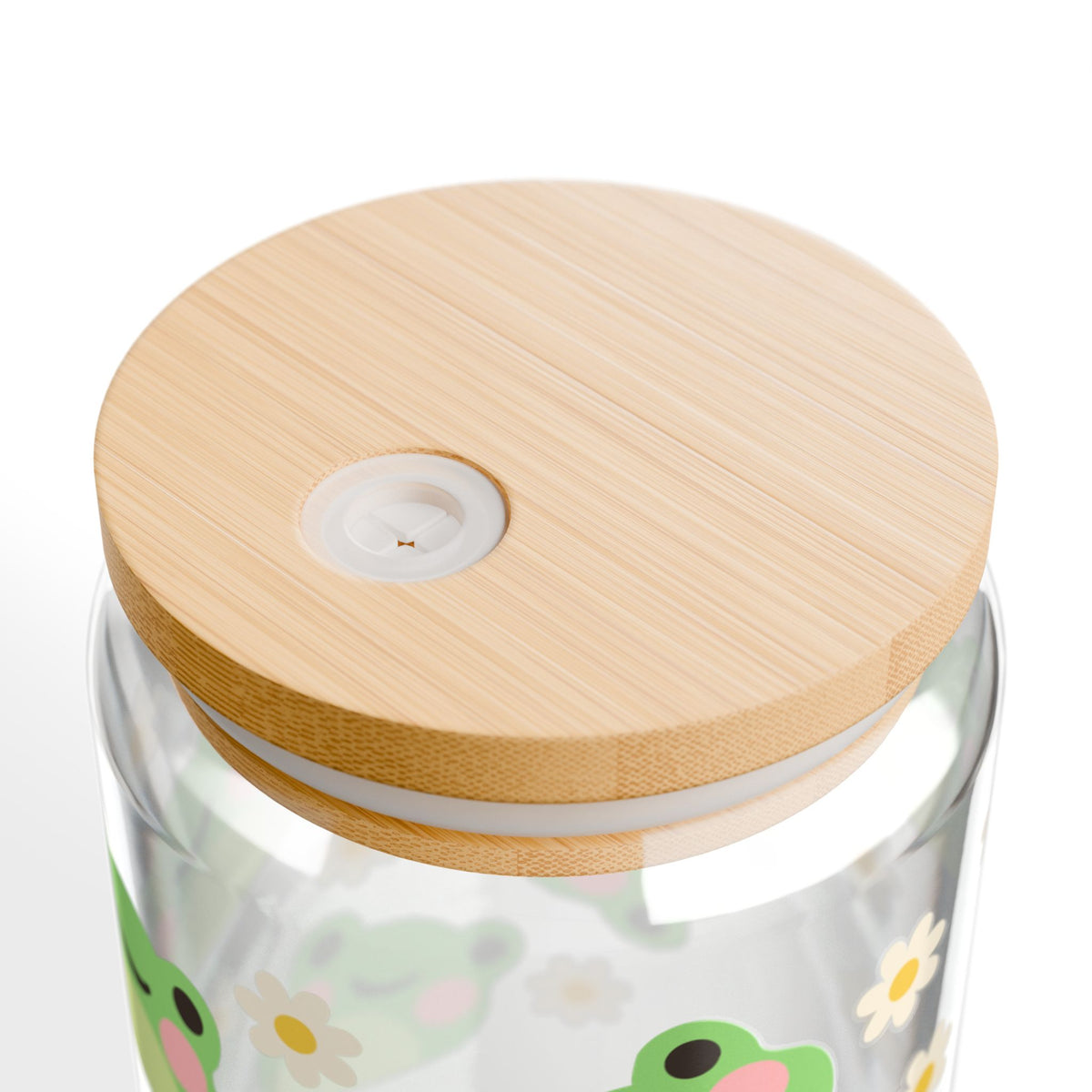 Kawaii Frog Daisy Tumbler Sipper Glass 16oz — Reusable Drink Jar with Lid & Straw - Sydney So Sweet