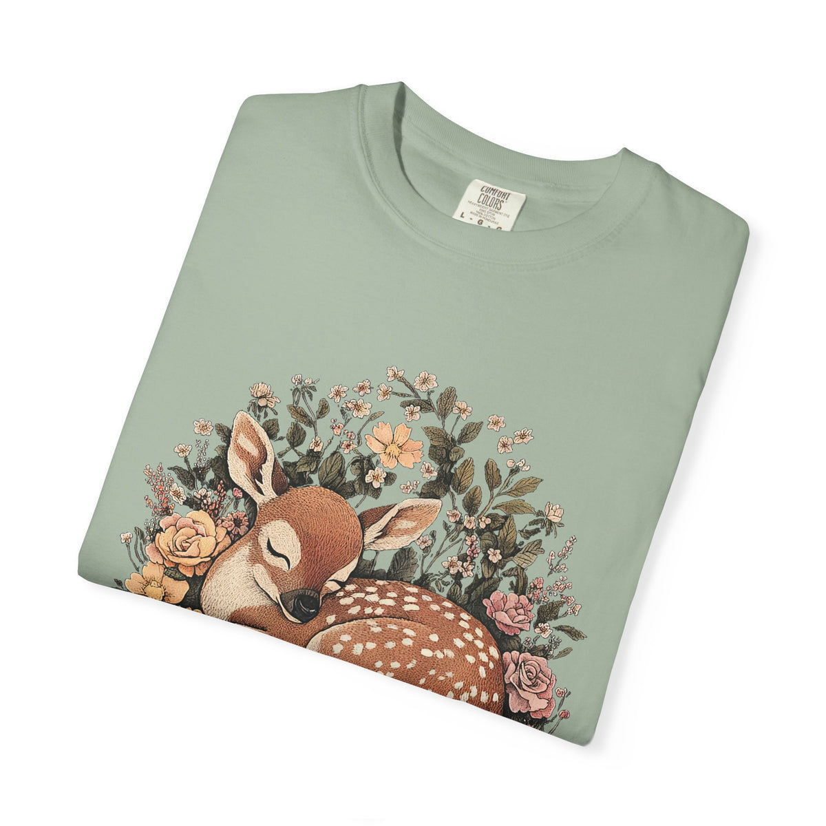 Sleeping Fawn Floral T-Shirt Psalm 23 Inspirational Christian Tee