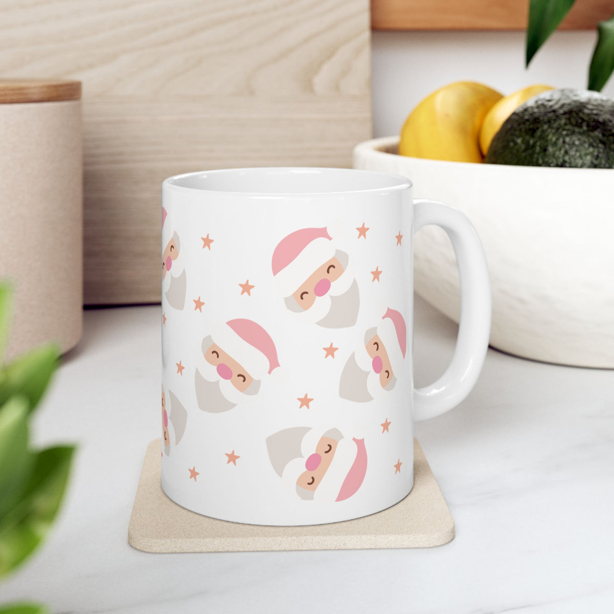 Pink Santa Claus Christmas Ceramic Mug Coffee Cup (11oz & 15oz)