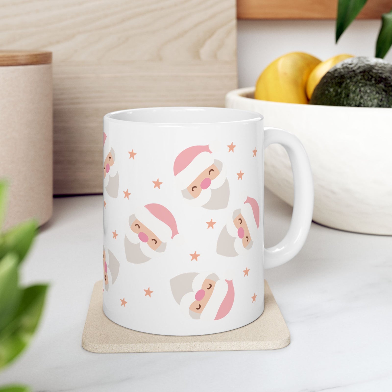 Pink Santa Claus Christmas Ceramic Mug Coffee Cup (11oz & 15oz)