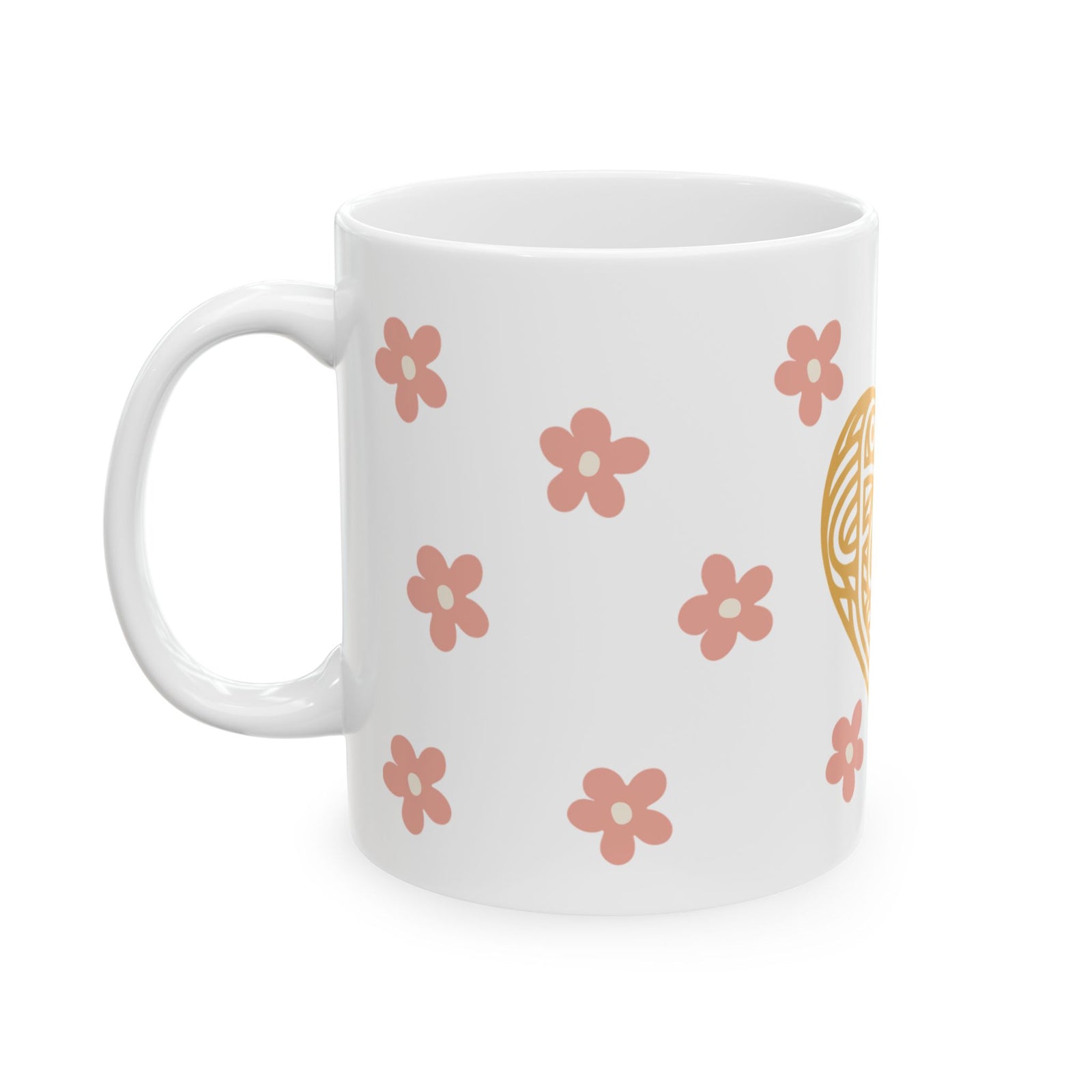 Faith Heart Floral Cute Ceramic Mug Coffee Cup (11oz & 15oz)