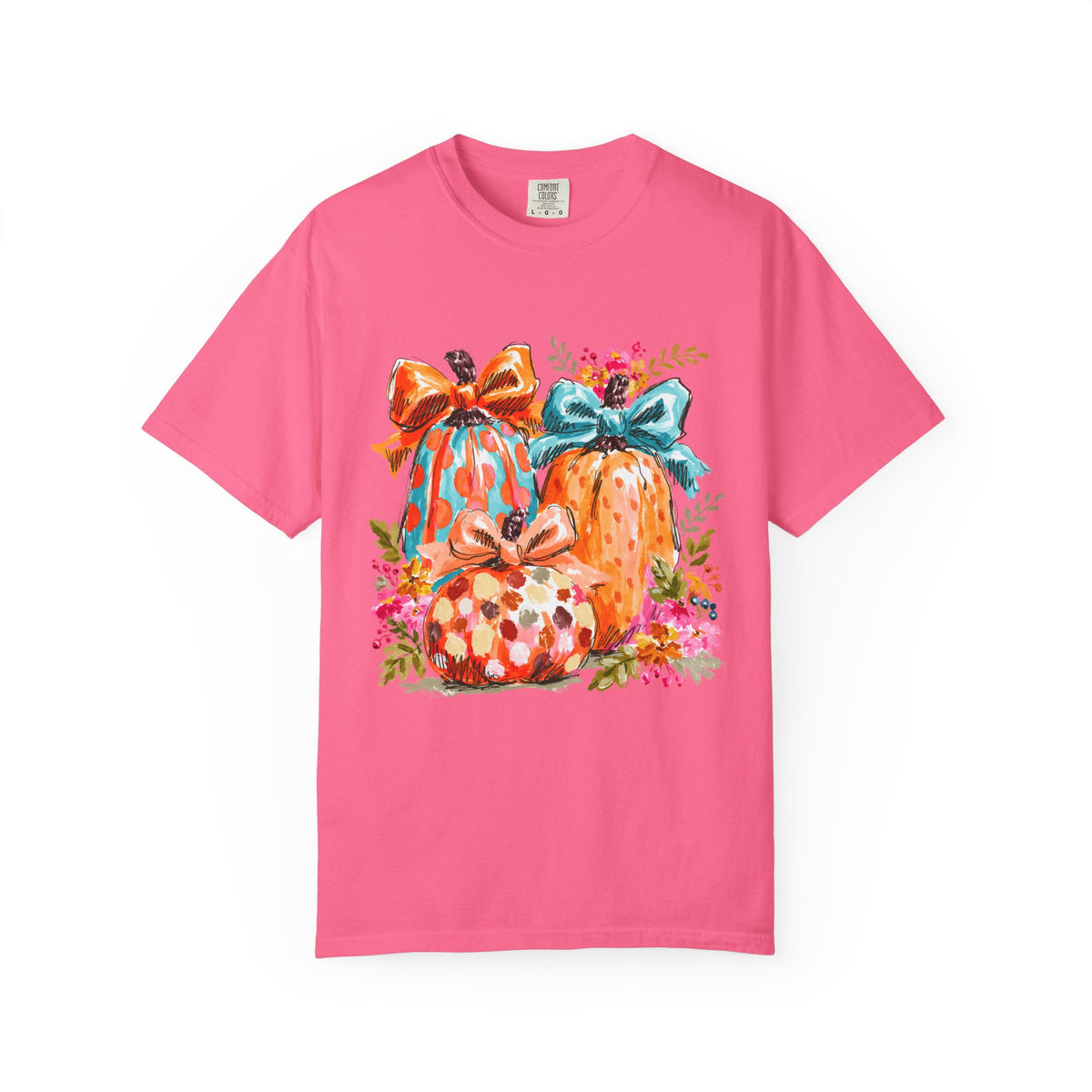 Floral Preppy Coquette Fall Pumpkin T-Shirt Cute Watercolor Graphic Tee