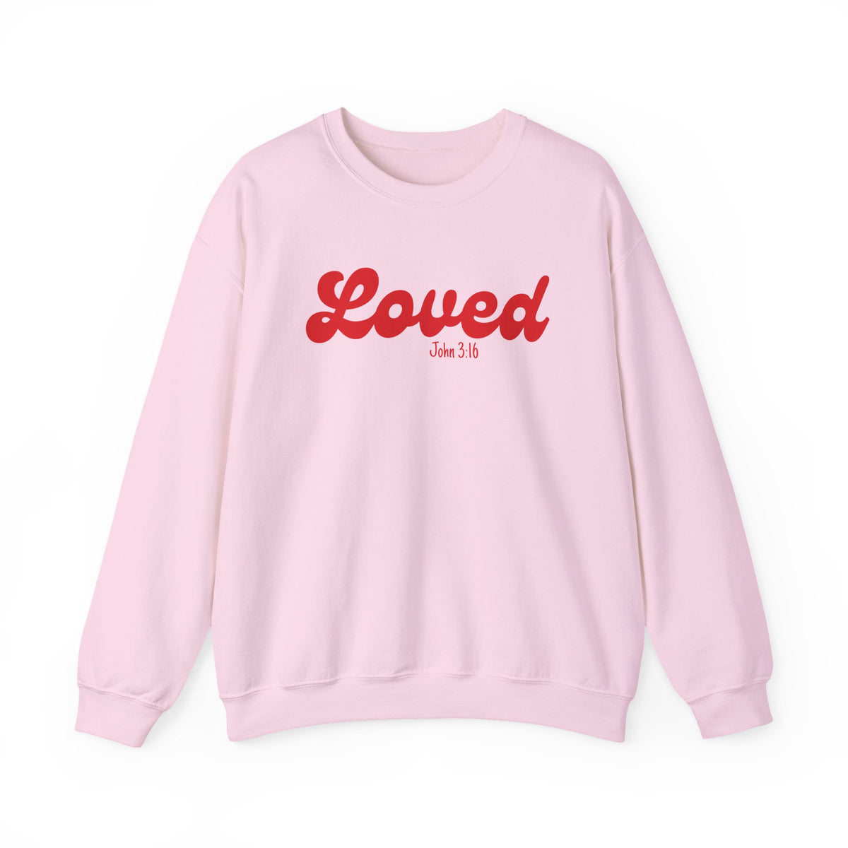 Loved John 3:16 Retro Script Christian Pullover Heavy Blend Women's Cozy Crewneck