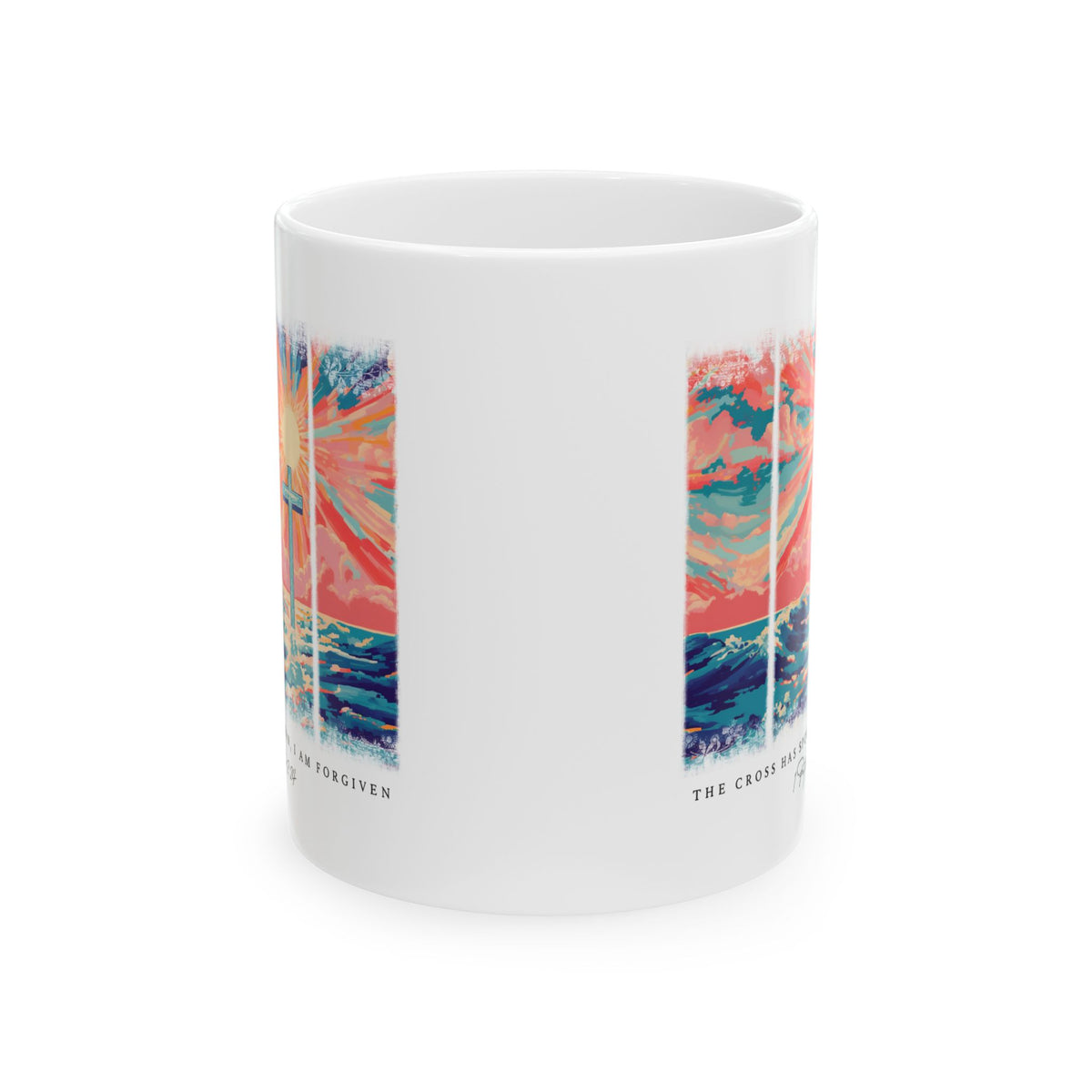 The Cross Has Spoken I am Forgiven Christian Ceramic Mug Coffee Cup (11oz & 15oz)
