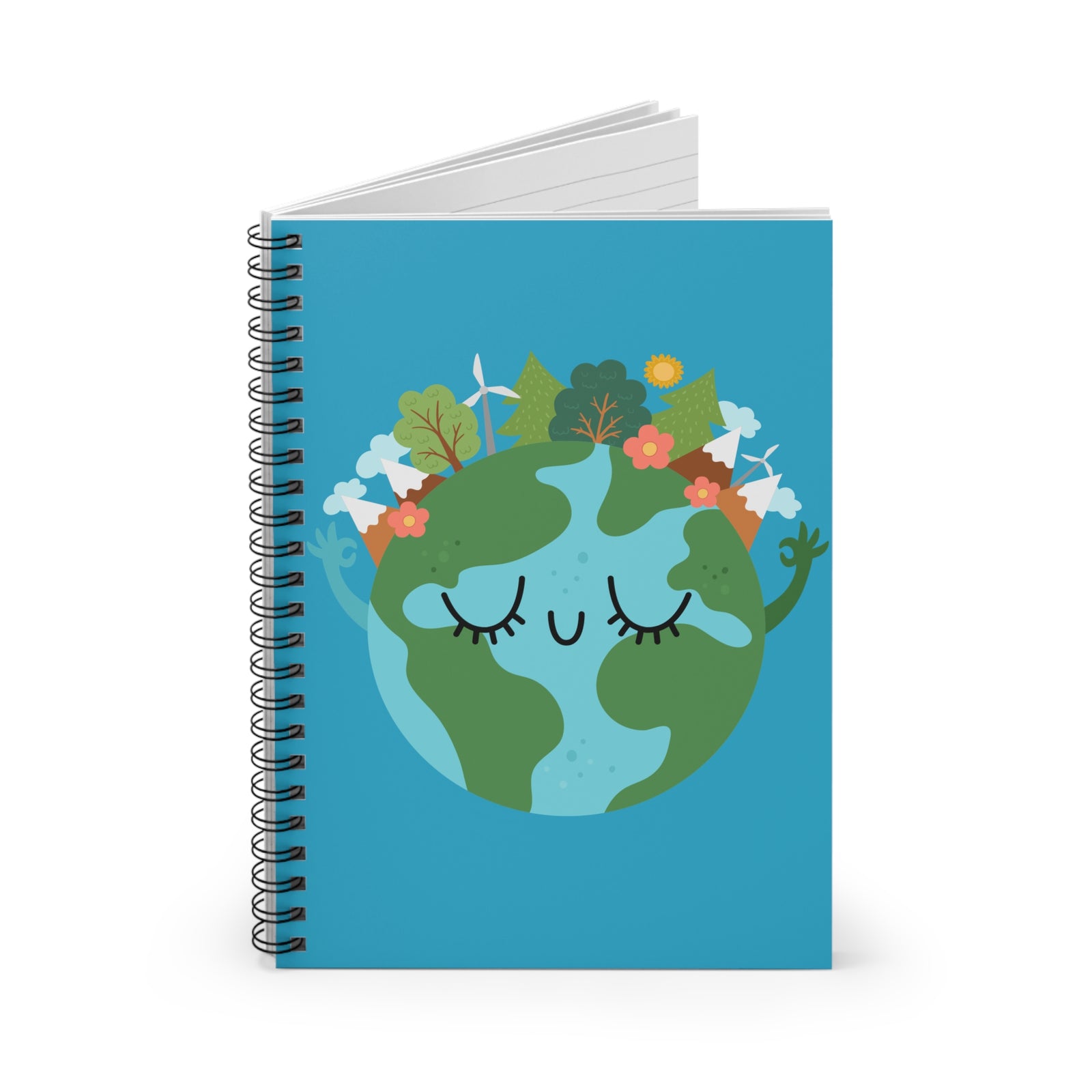 Earth Day Spiral Notebook Cute Eco-Friendly Planet Design Ruled Journal