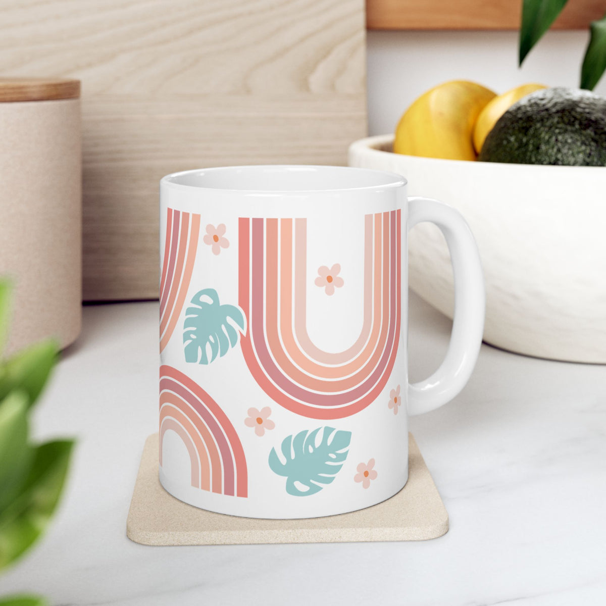 Boho Retro Rainbow Cute Ceramic Mug Coffee Cup (11oz & 15oz)