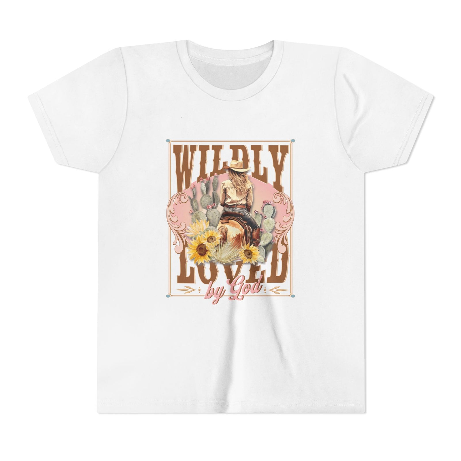 Wildly Loved by God Kids T-Shirt Christian Cowgirl & Horse Graphic Tee