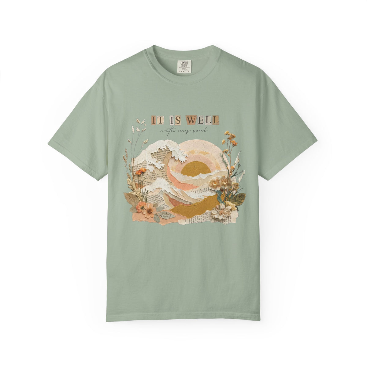 It Is Well with my Soul Christian Graphic Tee Floral Sunset T-Shirt