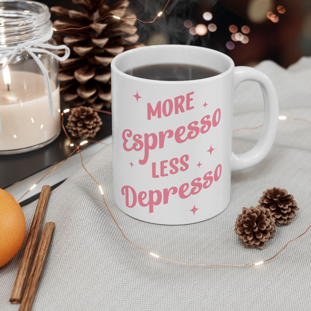 More Espresso Less Depresso Cute Ceramic Mug Coffee Cup (11oz & 15oz)