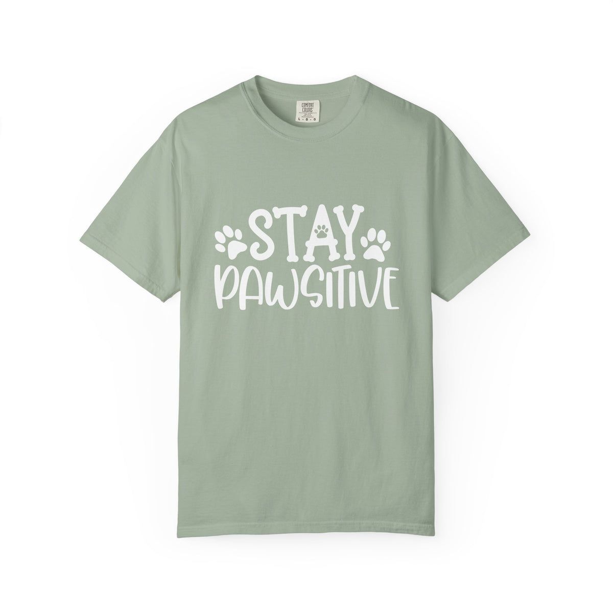 Stay Paw-sitive Paw Print T-Shirt Cute Dog Mom Graphic Tee