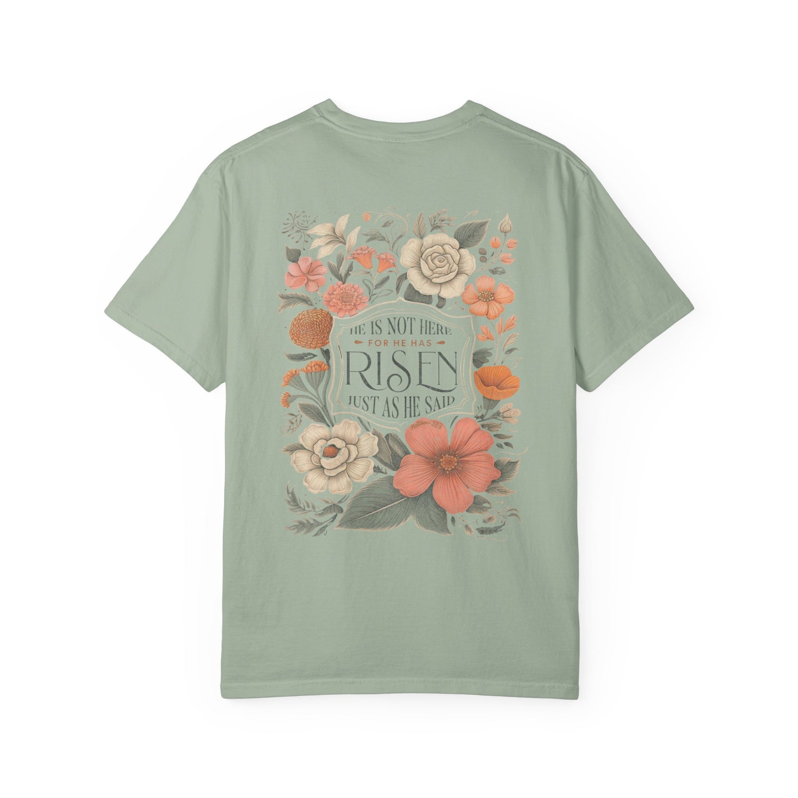 He Is Not Here T-Shirt Christian Faith Graphic Unisex Distressed Floral Easter Tee