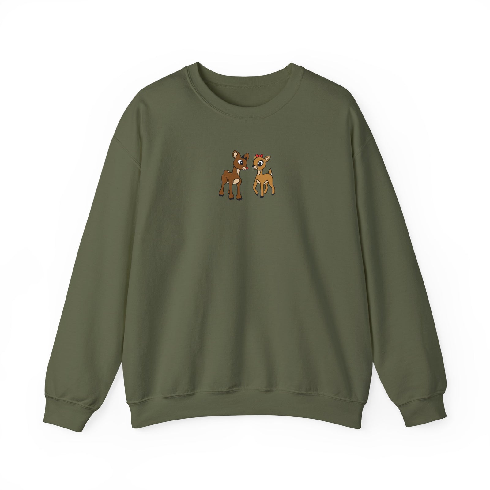 Reindeer Friends Christmas Heavy Blend Women's Crewneck Embroidered Sweatshirt - Sydney So Sweet