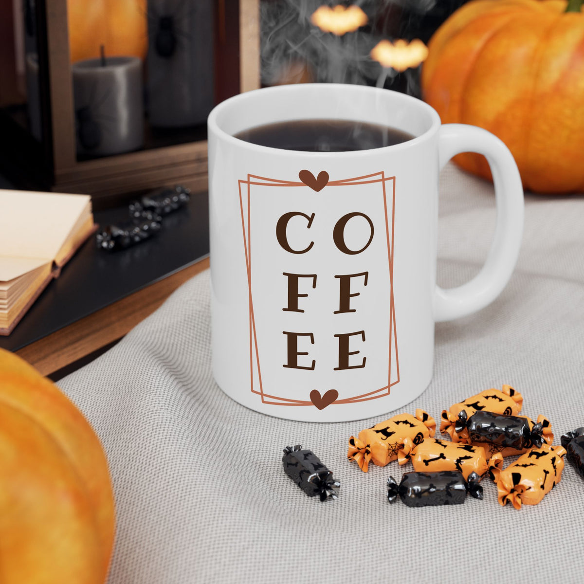 Coffee Minimalist Frame Design Cute Ceramic Mug Coffee Cup (11oz & 15oz)