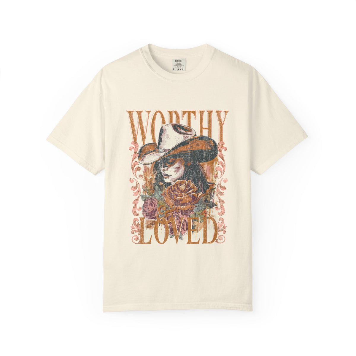 Worthy & Loved Graphic Tee Vintage Cowgirl Floral Distressed T-Shirt