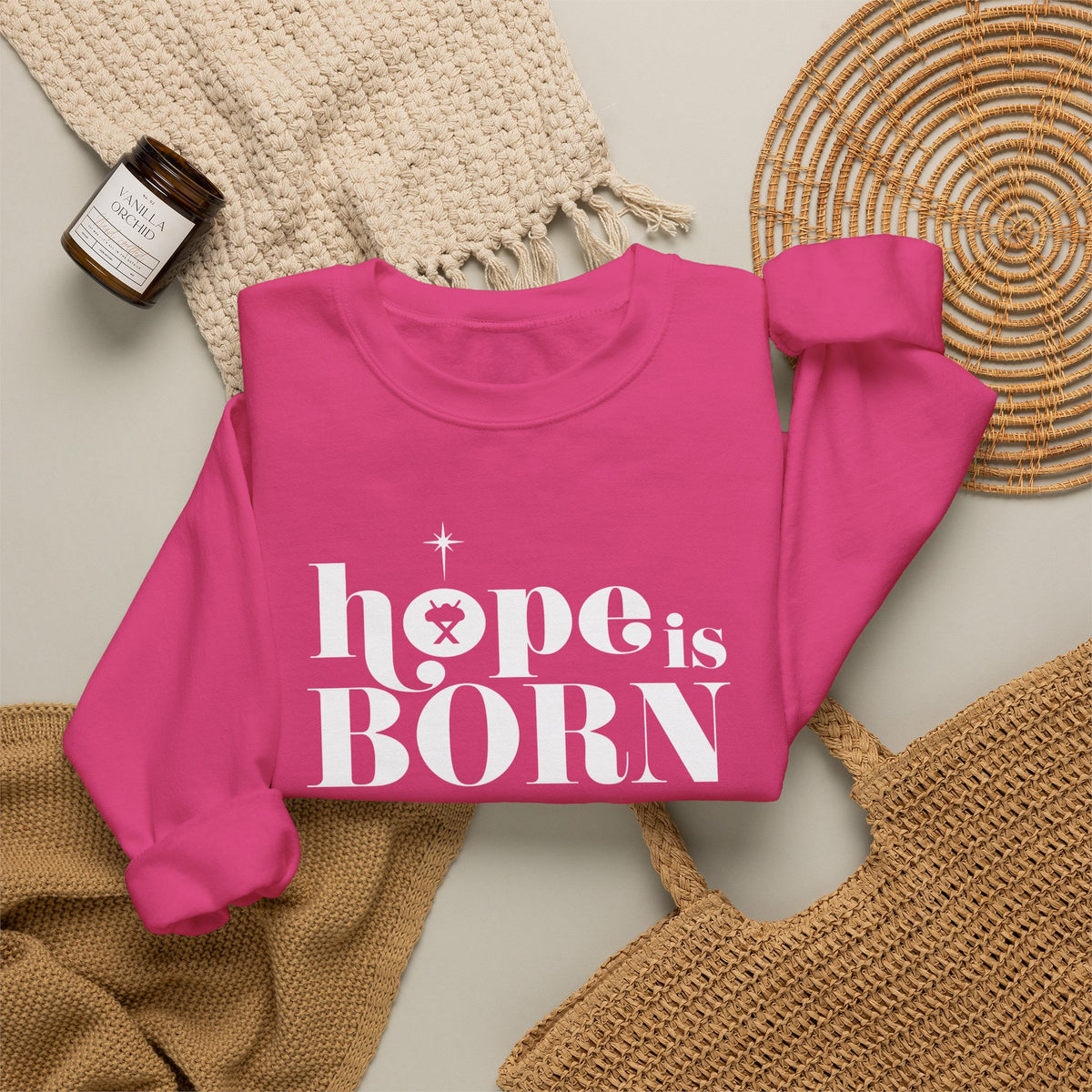 Hope is Born Nativity Christmas Season Crewneck Unisex Sweatshirt