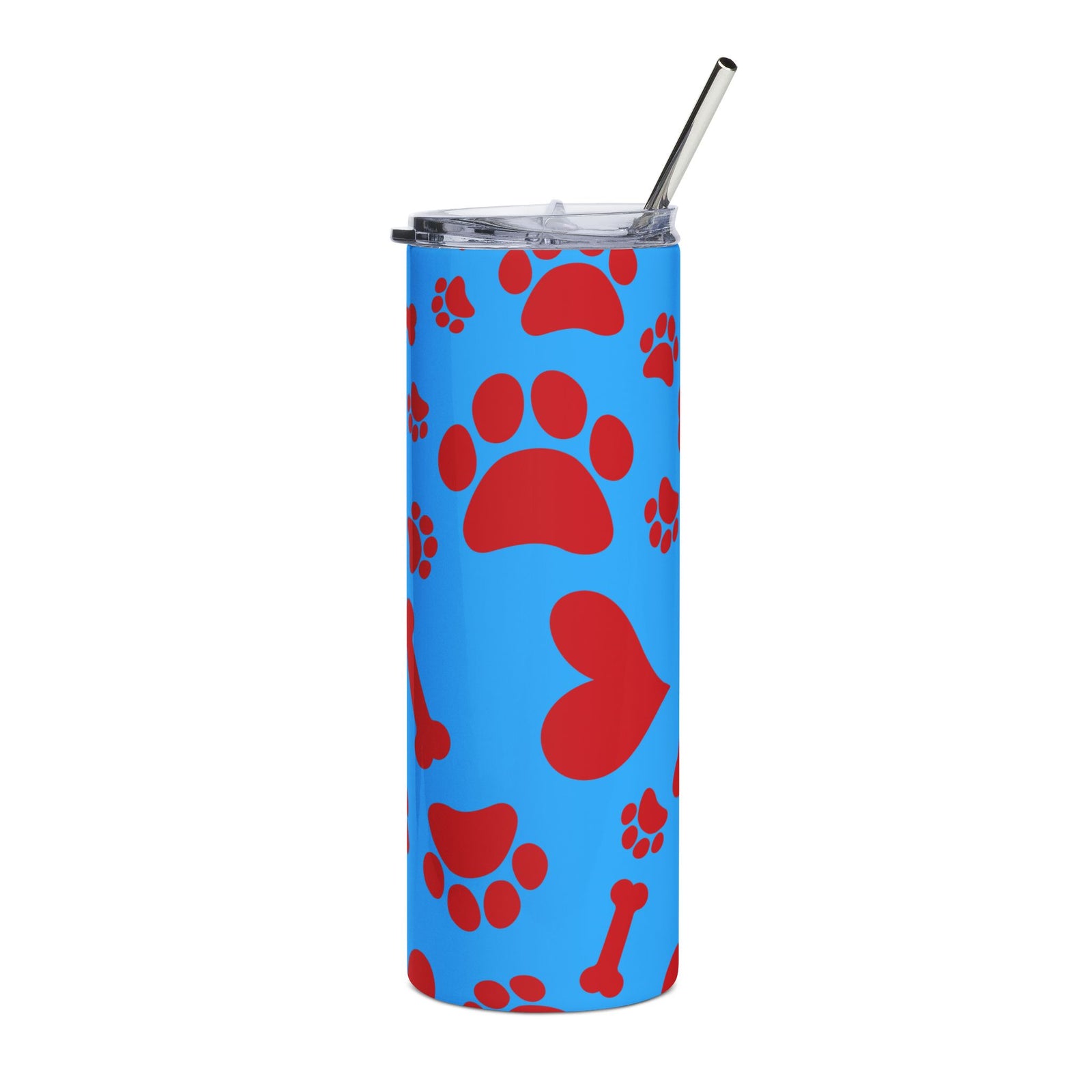 Paw Print Red & Blue 20oz Stainless Tumbler Insulated Travel Cup - Sydney So Sweet