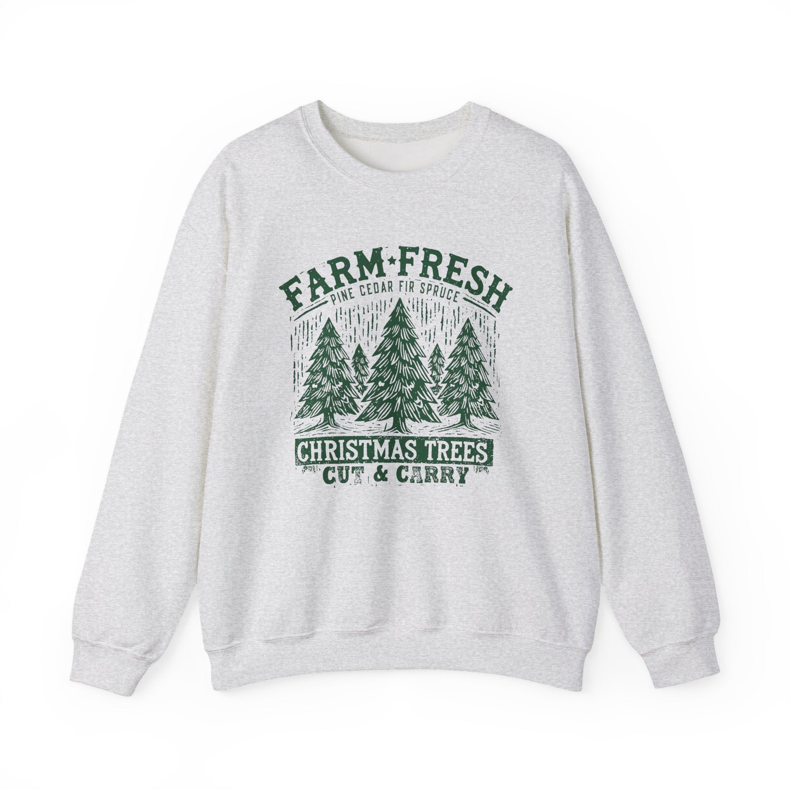Farm Fresh Christmas Trees Green Heavy Blend Women's Crewneck Cozy Sweatshirt - Sydney So Sweet