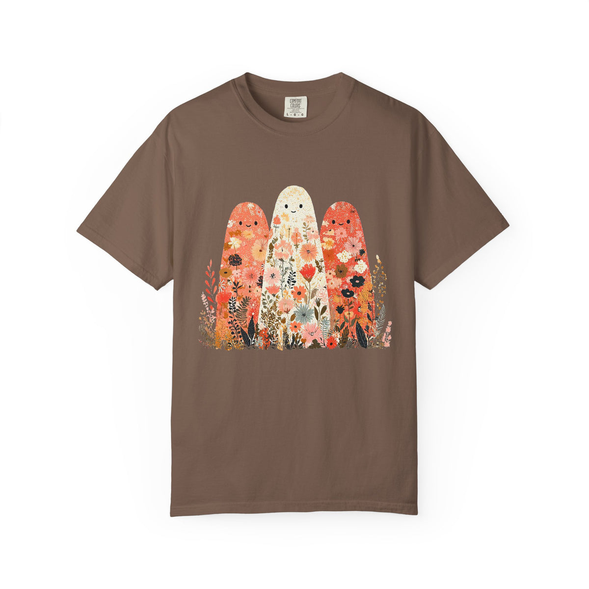 Floral Ghosts T-Shirt Cute Autumn Floral Ghosts Graphic Tee