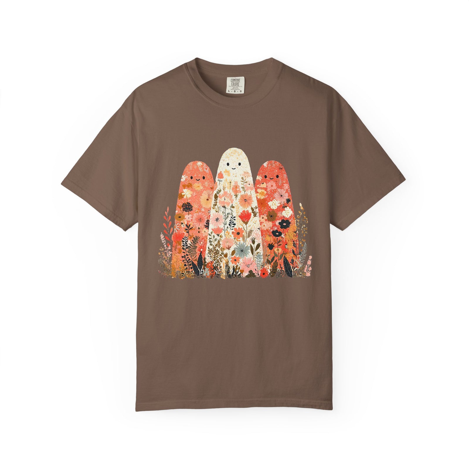 Floral Ghosts T-Shirt Cute Autumn Floral Ghosts Graphic Tee
