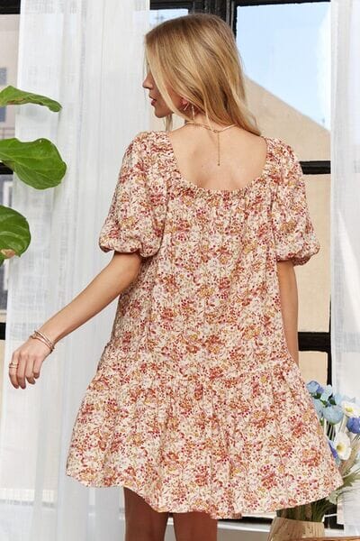 ADORA Floral Square Neck Puff Sleeve Dress - Sydney So Sweet