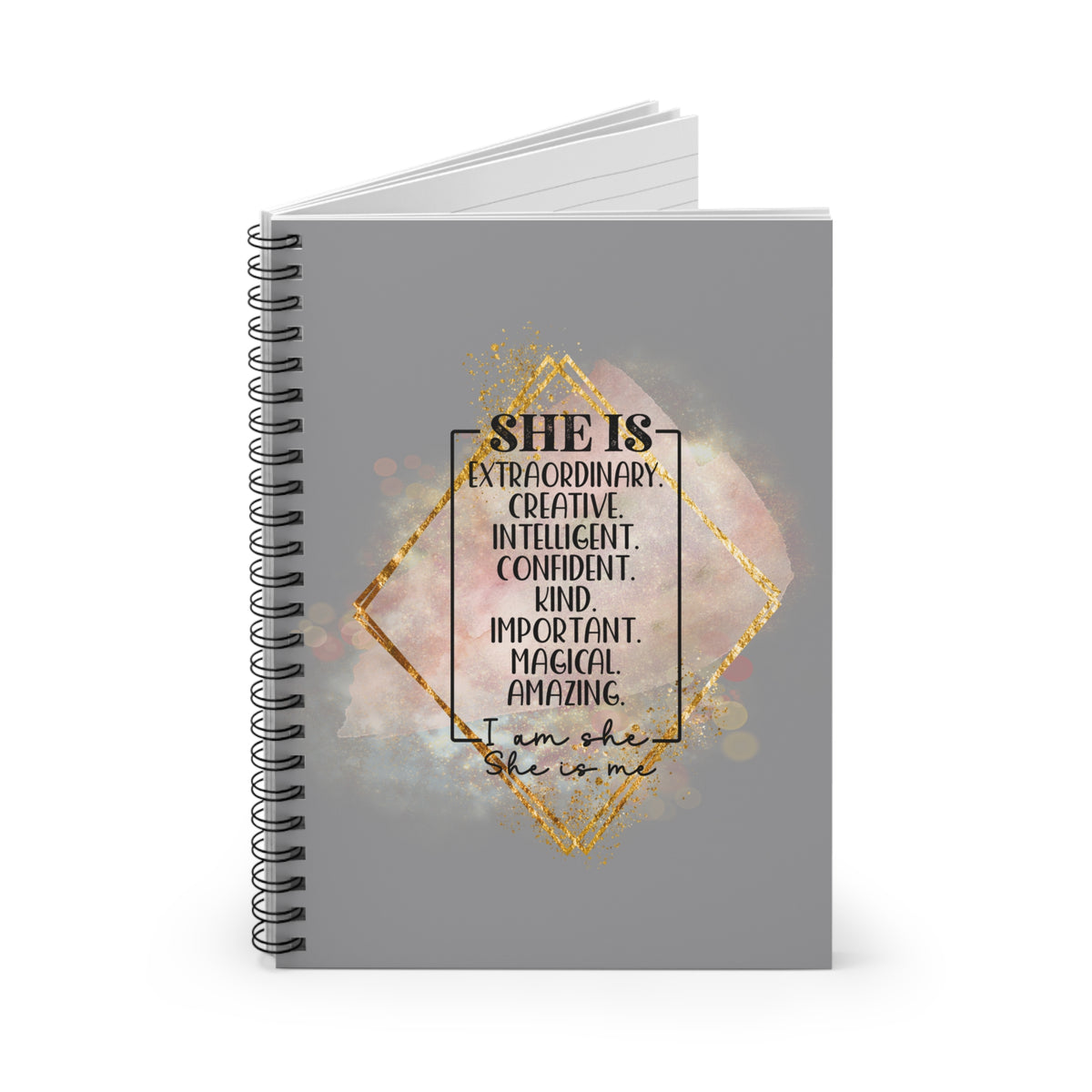 She is Me Inspirational Spiral Notebook Empowering Affirmation Journal