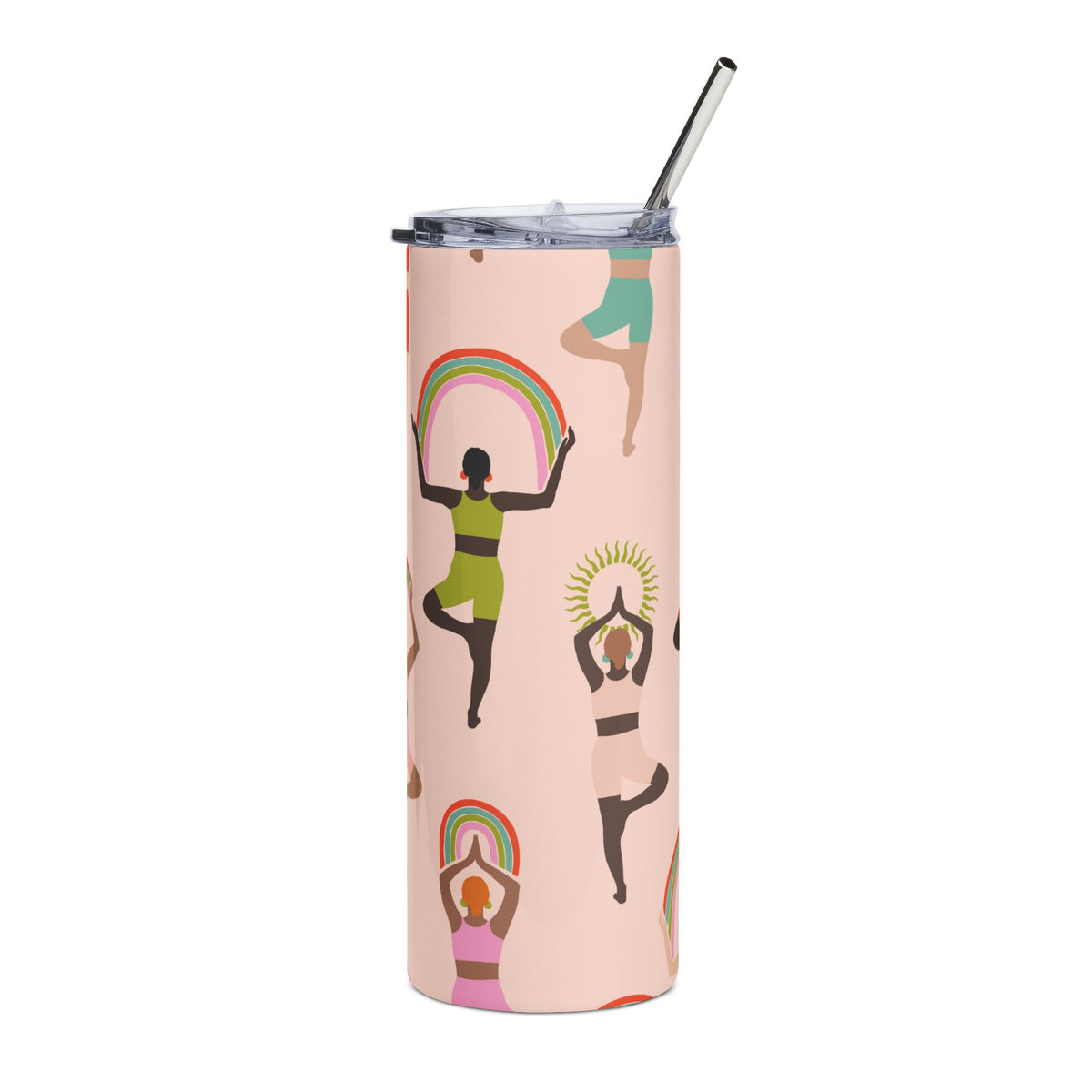 Yoga Pose Rainbow 20oz Stainless Tumbler Insulated Travel Cup - Sydney So Sweet