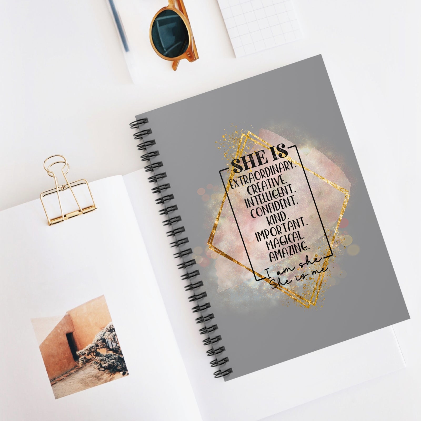 She is Me Inspirational Spiral Notebook Empowering Affirmation Journal